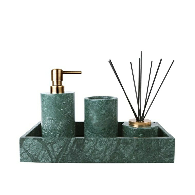 Green Marble Soap Dispenser Set for Bathroom