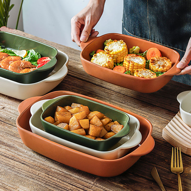 Ceramic Baking Dish Lasagna Pans Rectangle Stoneware Bakeware with Handles Bake Dishes