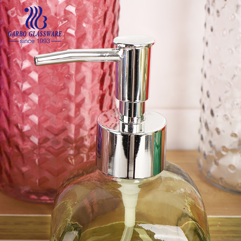 Colored Glass Bathroom Accessory Set Hand Sanitizer Bottle Lotion Pump Soap Dispenser