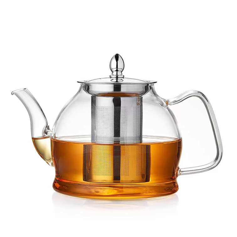 Transparent Glass Tea Pot Clear Borosilicate Heat Resistant Glass Teapot on Stove for Flower Tea with Infuser Strainer Warmer Colorful Lid with Magic Tea Maker