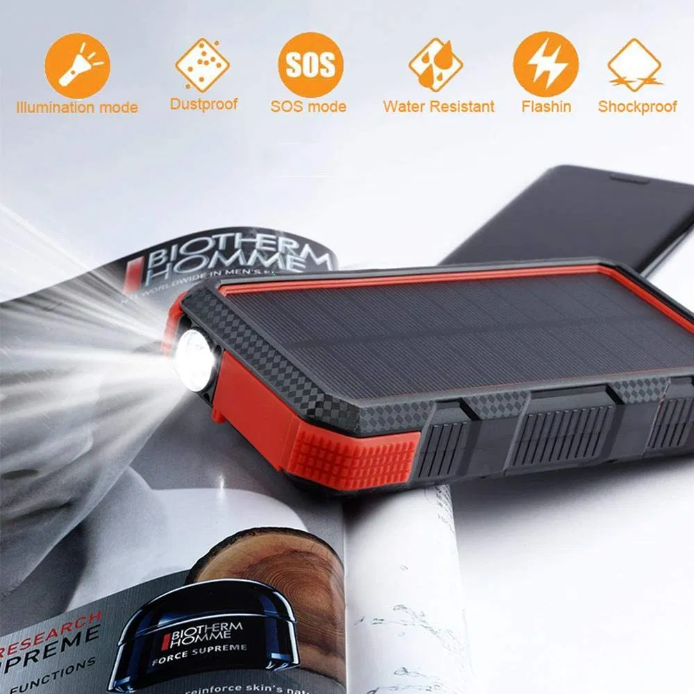 Портативное зарядное устройство 20000 мАч с солнечной панелью и быстрой зарядкой