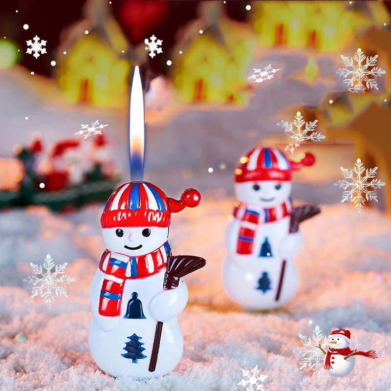 Mini Exquisite Cartoon Snowman Santa Claus Metal Lighter Christmas Gift