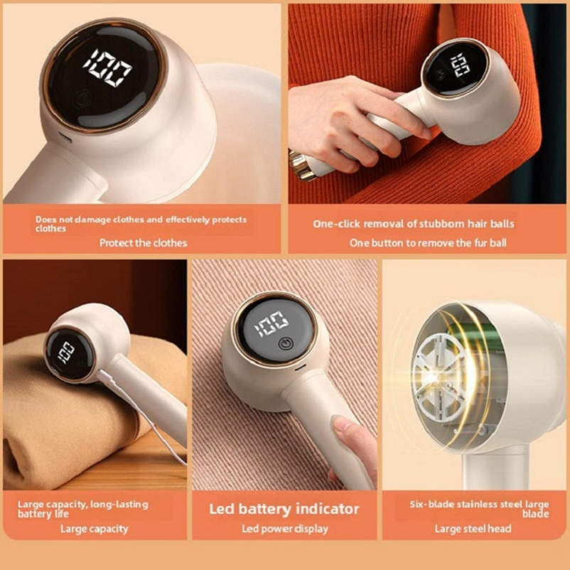USB Charging Cable Cordless Fabric Shaver LED Display Electric Lint Remover Cover Sweater Customized Lint Remover