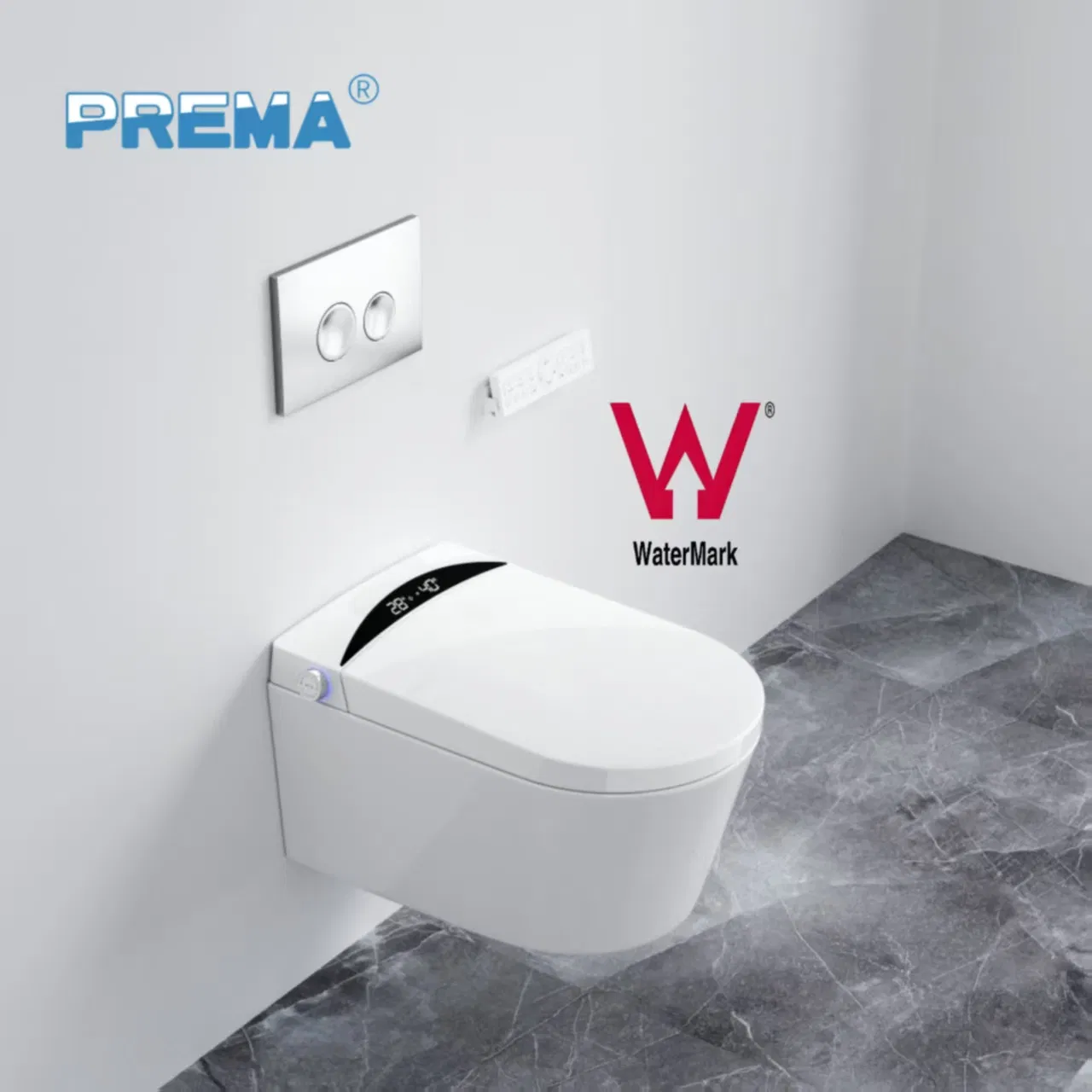 Prema Elegance Intelligent Wall Hung Small Size Smart Toilet with Watermark