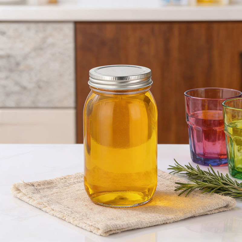 Custom Seal Glass Kitchen Honey Jar Food Mason Jar with Metal Cap