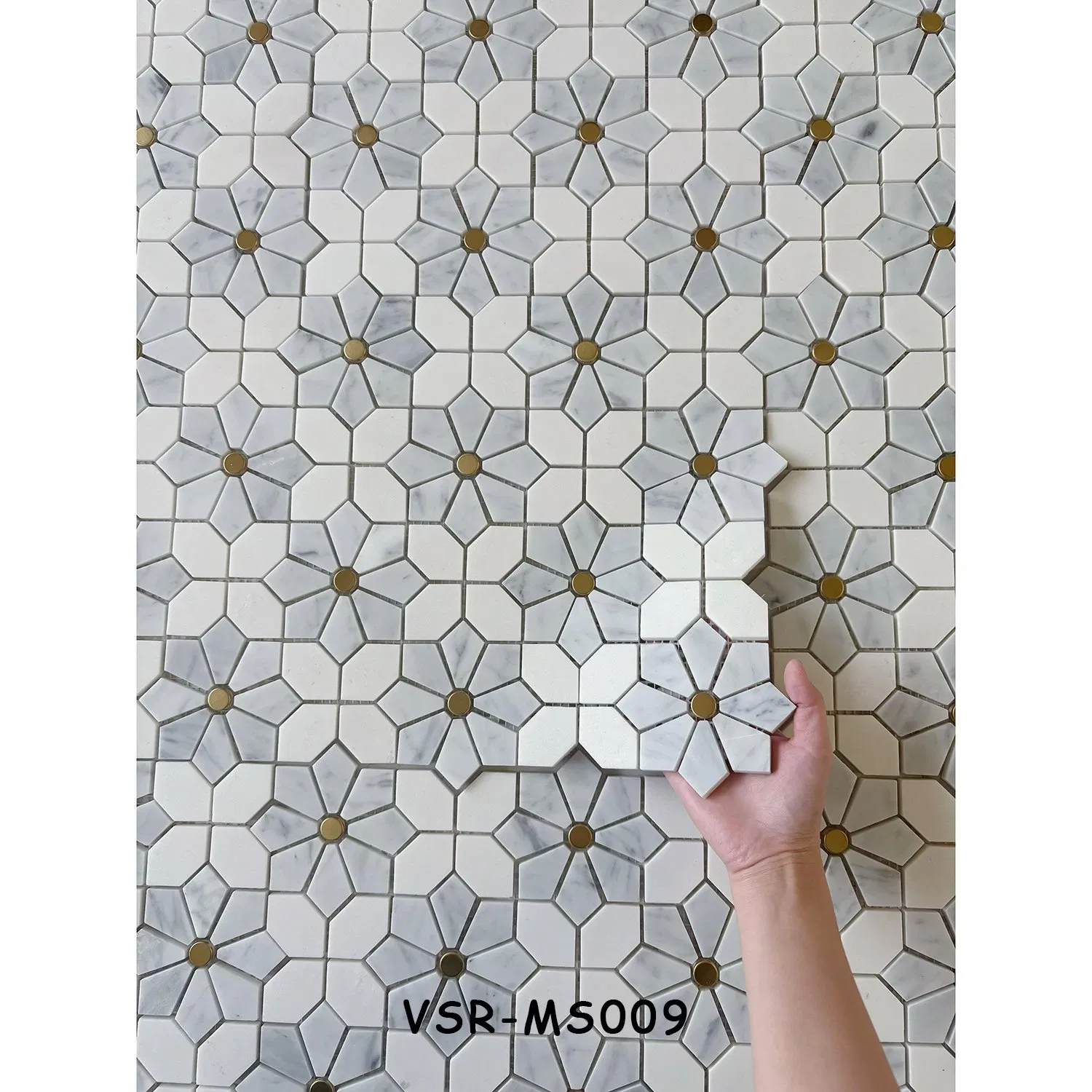 Мозаика из мрамора Waterjet с латунью для кухни и ванной