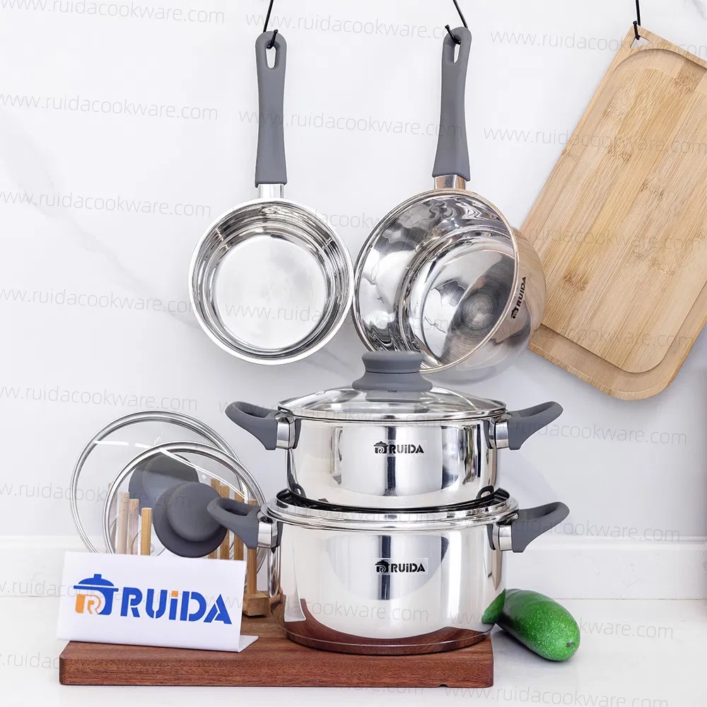 Factory Manufacturer Stainless Steel Cookware Set with Lid