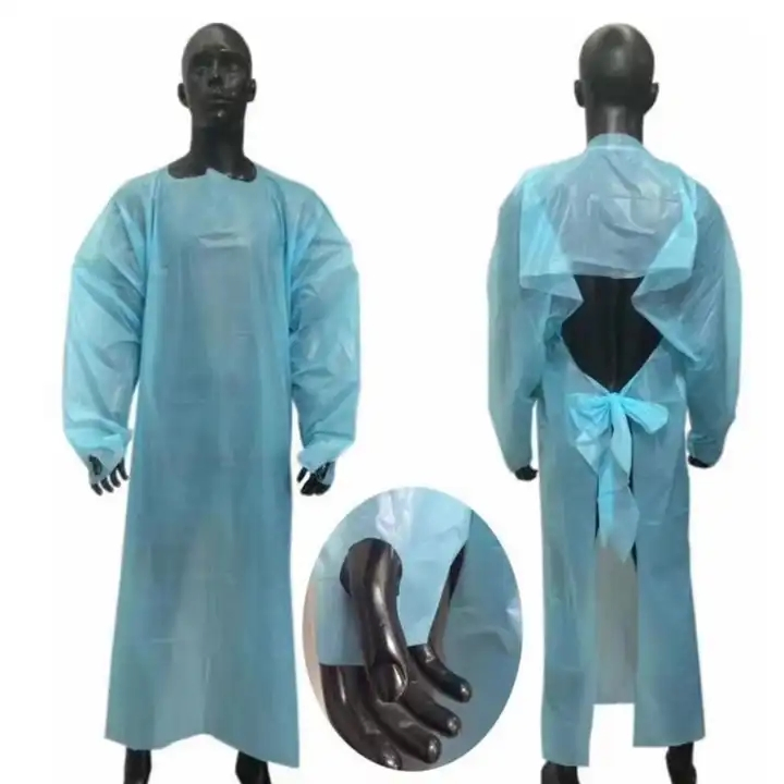 Disposable Aprons with Sleeves CPE Isolation Gown Disposable Plastic Apron