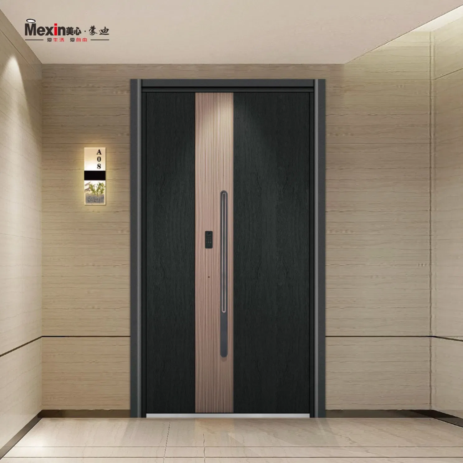 Wholesale Mexin Modern Design Industrial New Double Steel Exterior Anti Theft Metal Security Entrance Door Vandal-Resistant Customizable for Main Front Door