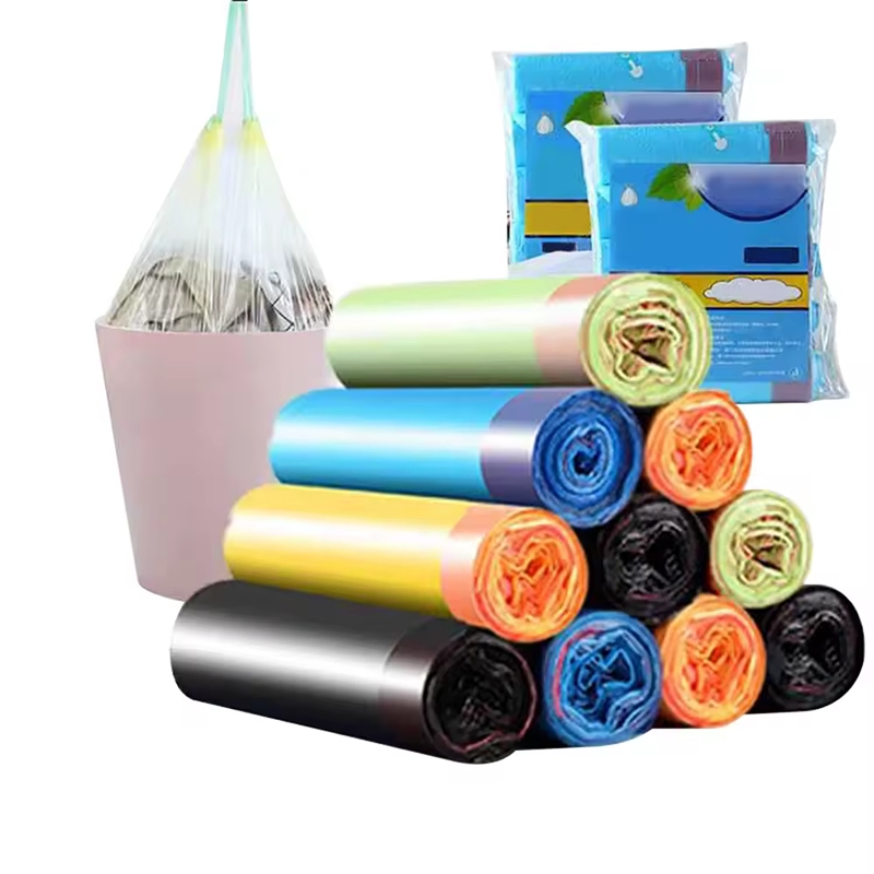 Strong Bearing Capacity Self-Sealing Drawstring HDPE/LDPE Garbage Bag