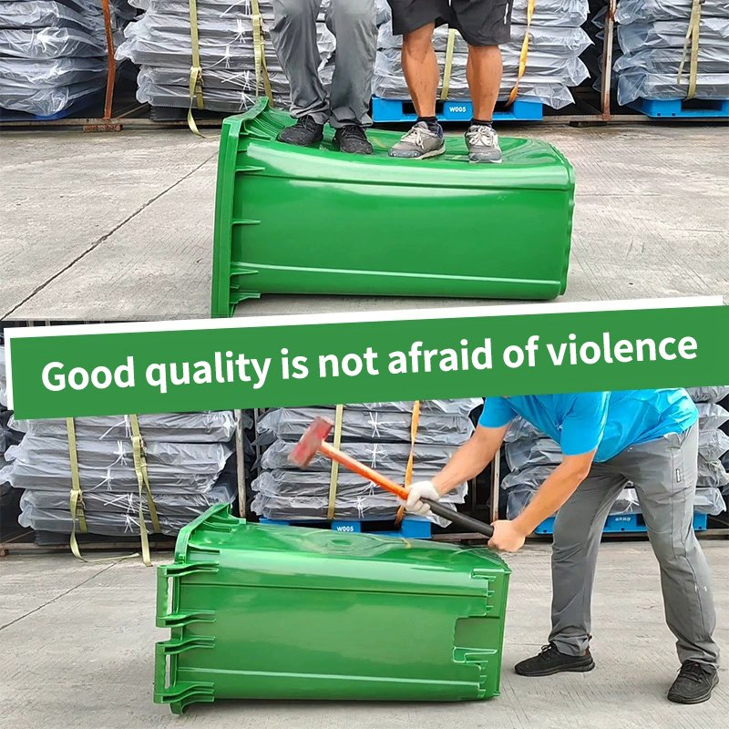 Мусорный бак 360 л с колесами, нержавеющая сталь