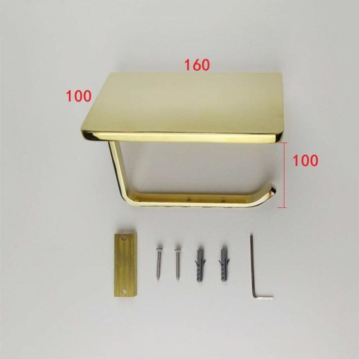 Toilet Tissue Holders Black&Chrome&Gold Bathroom Paper Holder with Phone Shelf