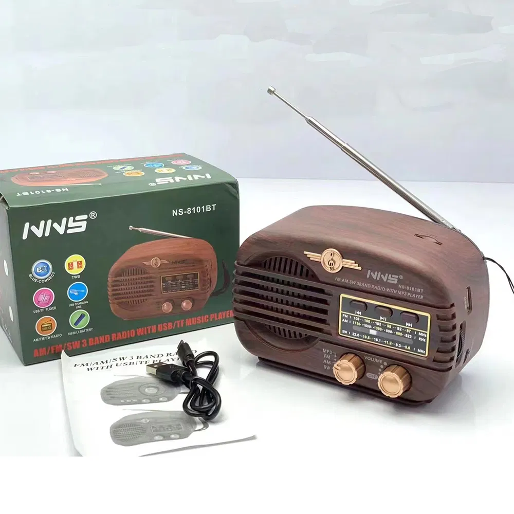 Ретро радио NS-8101BT с Bluetooth, деревянный корпус