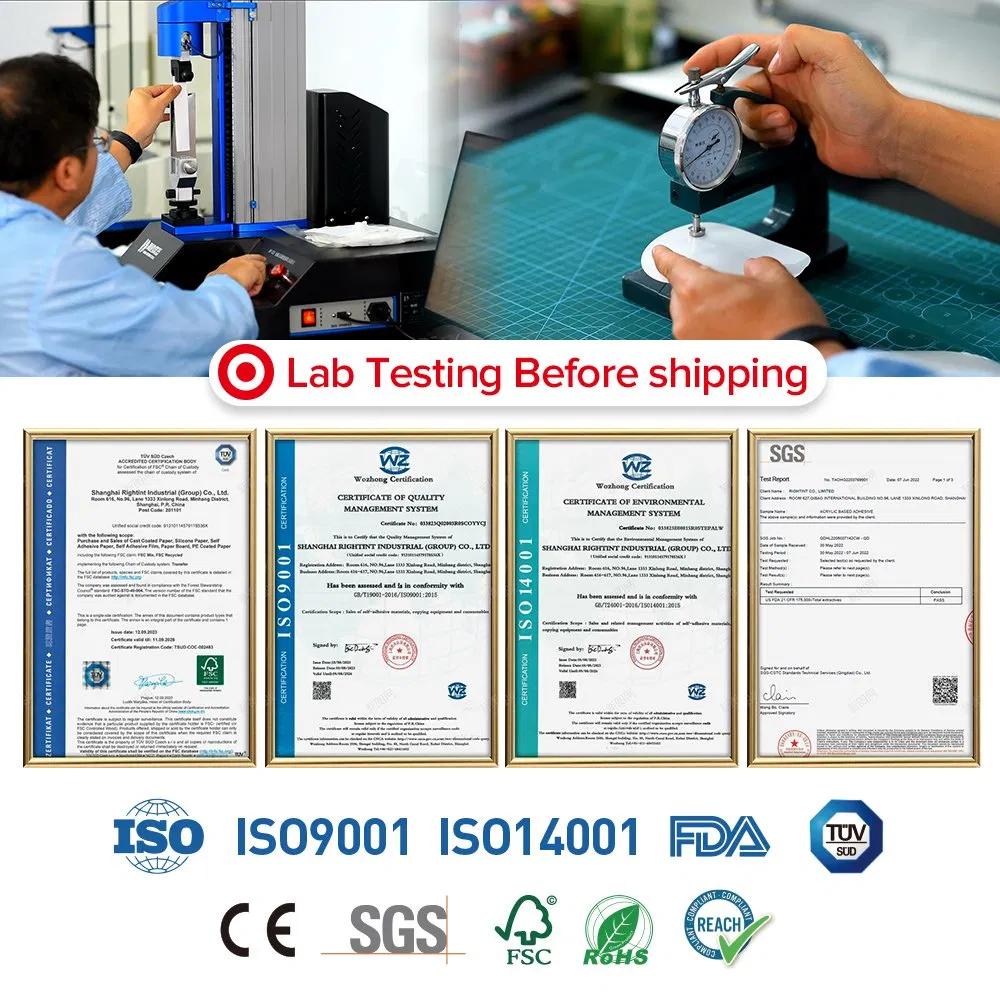 Glassine Sticker Rightint Carton A4, OEM Gloss CT Adhesive Photo Paper