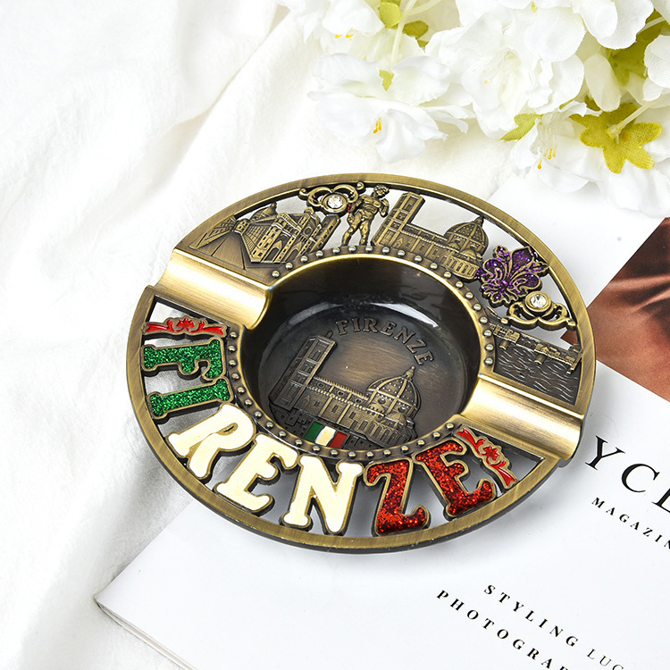 Wholesale Metal Crafts Souvenir Gift Custom Metal Smokeless Zinc Alloy Ashtray