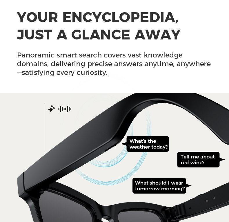 5MP Ai Smart Glasses for Photography, Video Recording, Translation, Travel, Meetings, Music Playback, WiFi, Bluetooth Connection to Mobile Phone, Sunglasses