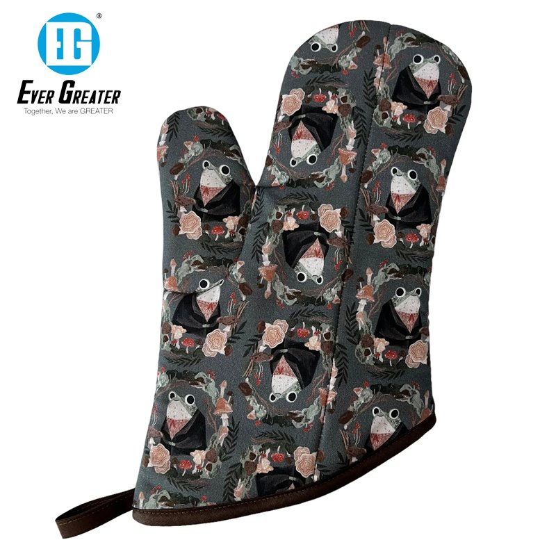 Custom Premium Oven Mitts Heat Resistant Cotton Christmas Oven Mitts Personalized Holiday Baking Gloves