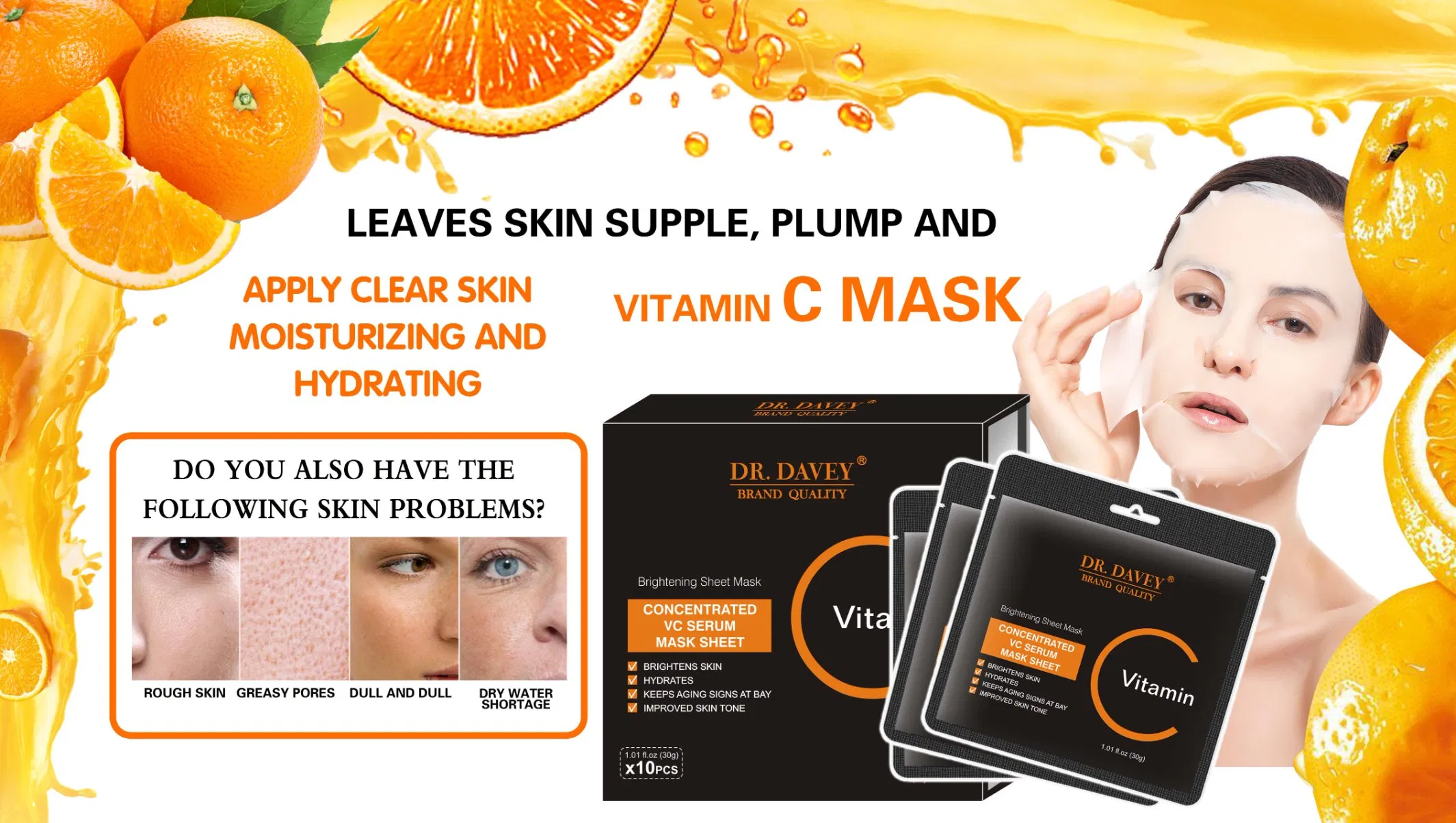 Vitamin C Facial Mask Brightens Skin Hydrates Keeps Aging Signs at Bay Improved Skin Tone