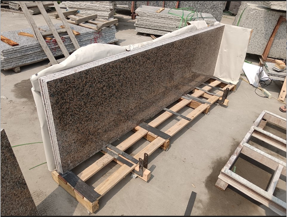 Natural Stone Slab Pink Porino Granite for Kitchen Worktop Island Benchtop