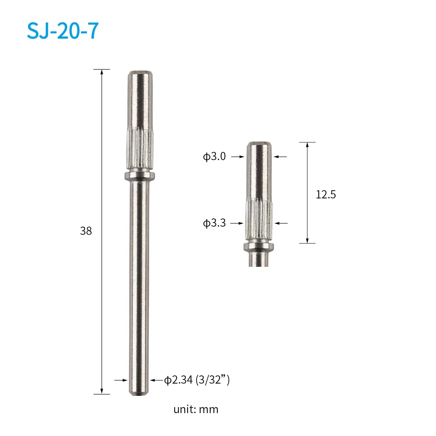 3/32 Shank Solid Steel 1/8 Mini Nail Sanding Band Holder Mandrel