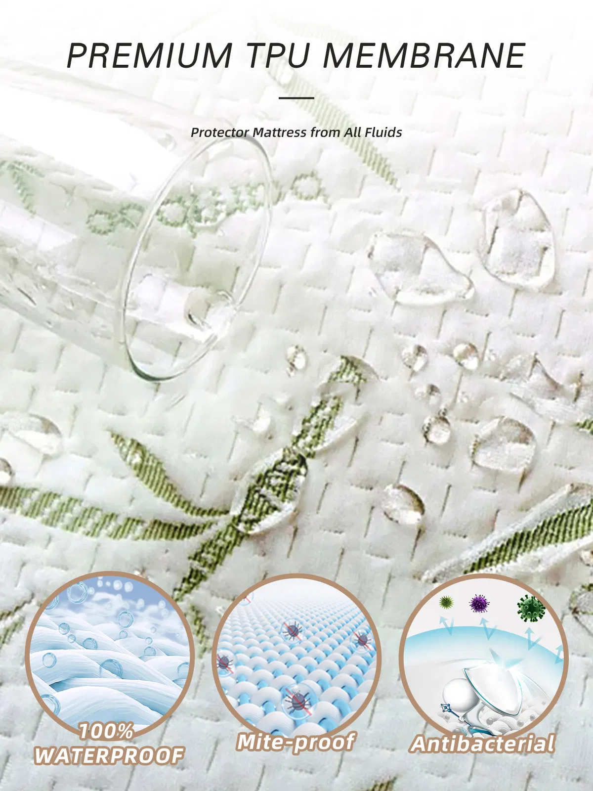 Bamboo Fiber Jacquard Mattress Waterproof Cover