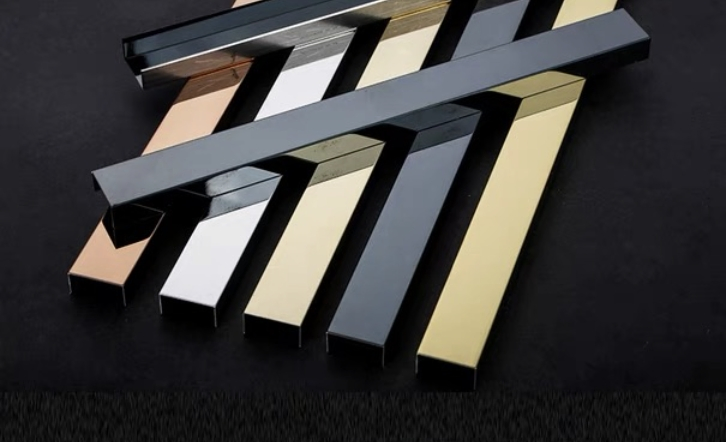 T&C Profiles36 Popular PVD Gold Brushed Mirror Flat Metal Stainless Steel Trim Decorative Tile Trim Strip for Interior Design