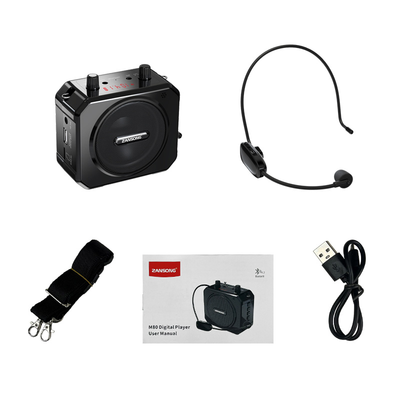 M80 MP3 Player UHF Microphone Teaching Tour Guide Amplifier, Wireless Bluetooth Loudspeaker