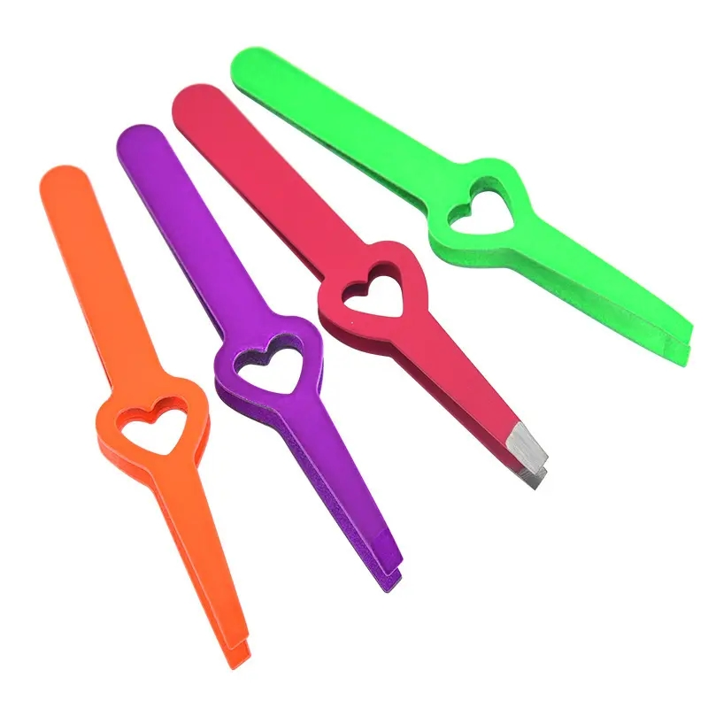 Beauty Slanted Eyebrow Tweezer Wholesale Stainless Steel Rounded Lashes Eyelash Extension Tweezers