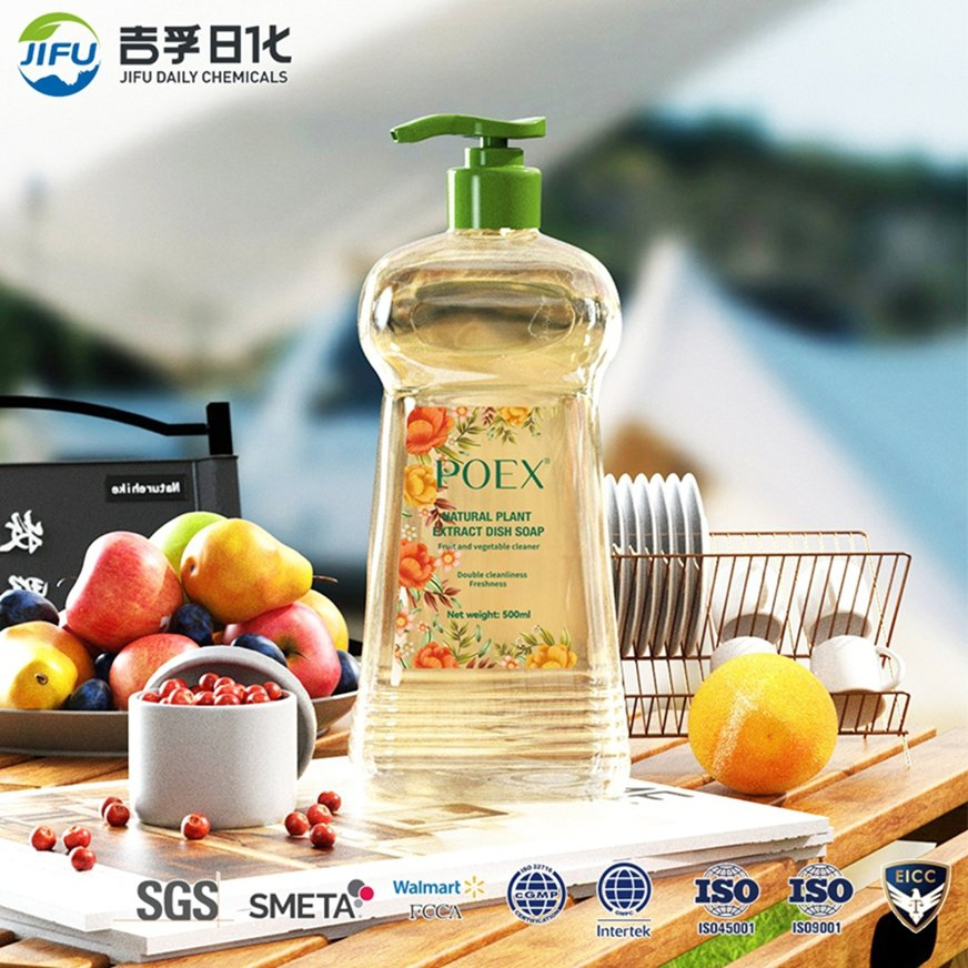 Natural Dishwashing Liquid Concentrate for Kitchen Use Safe on Hands Biodegradable Grease Removal and Sparkling Tableware Results
