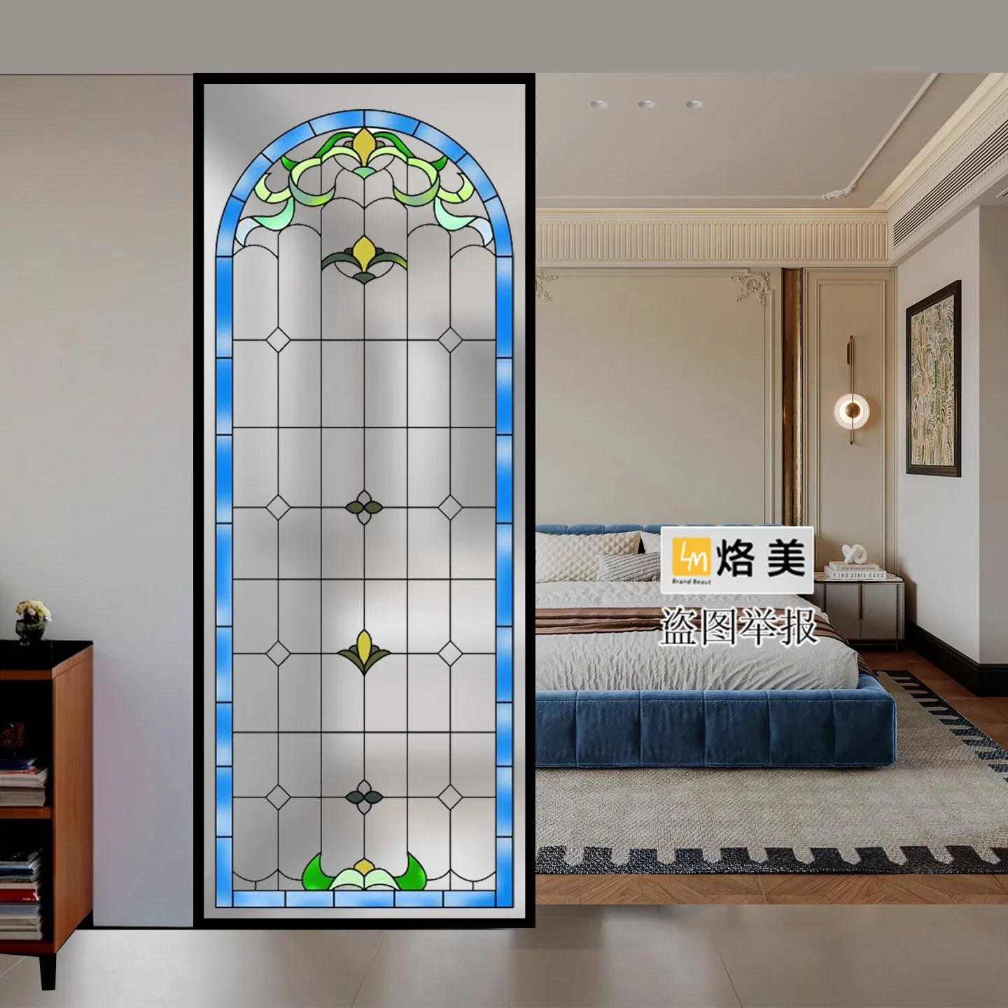 Painted Church Glassliving Room Partition Screenhome Entrance Background Wallhotel Decoration