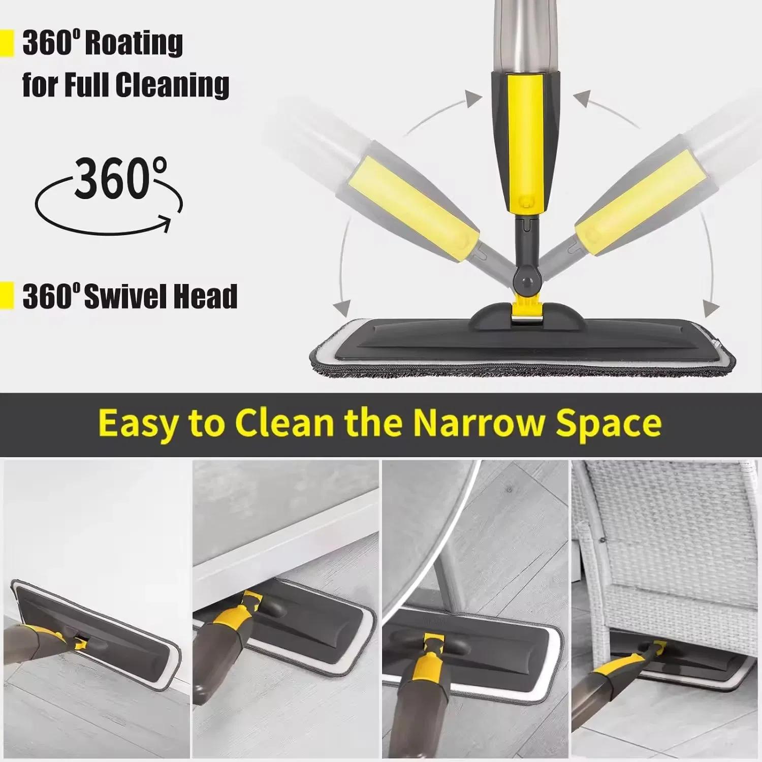 New Design Microfiber Flat Mop with EVA Lock Wholesale Easy-to-Clean Spray Mop – 360° Rotating Head, Wet & Dry Use for Efficient Floor Cleaning