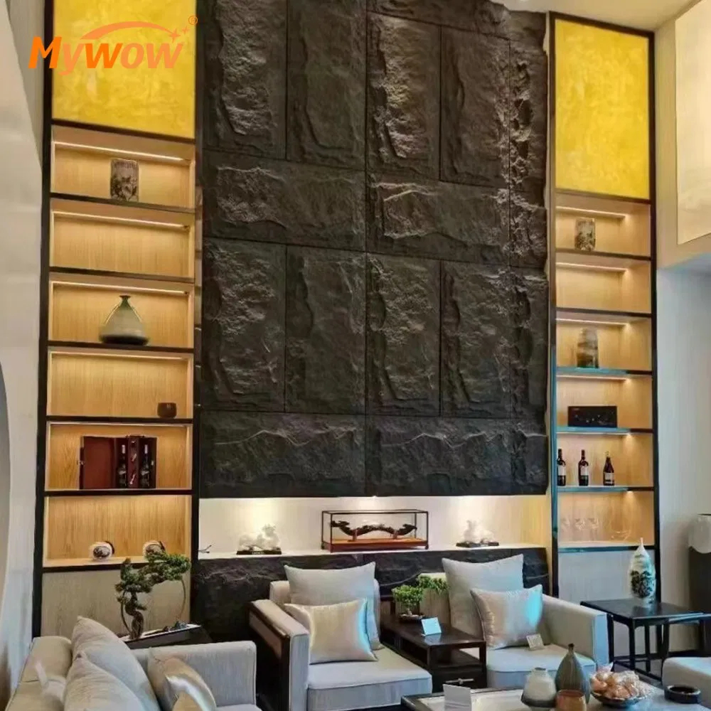 Guangzhou Factory Price Luxury Interior Exterior PU Mushroom Faux Stone Wall Panel