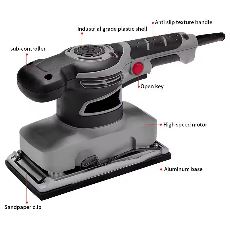 Glgw Efficient Sanding Machinery 320W Electric Switch Random Variable Speed Rectangle Orbital Sander