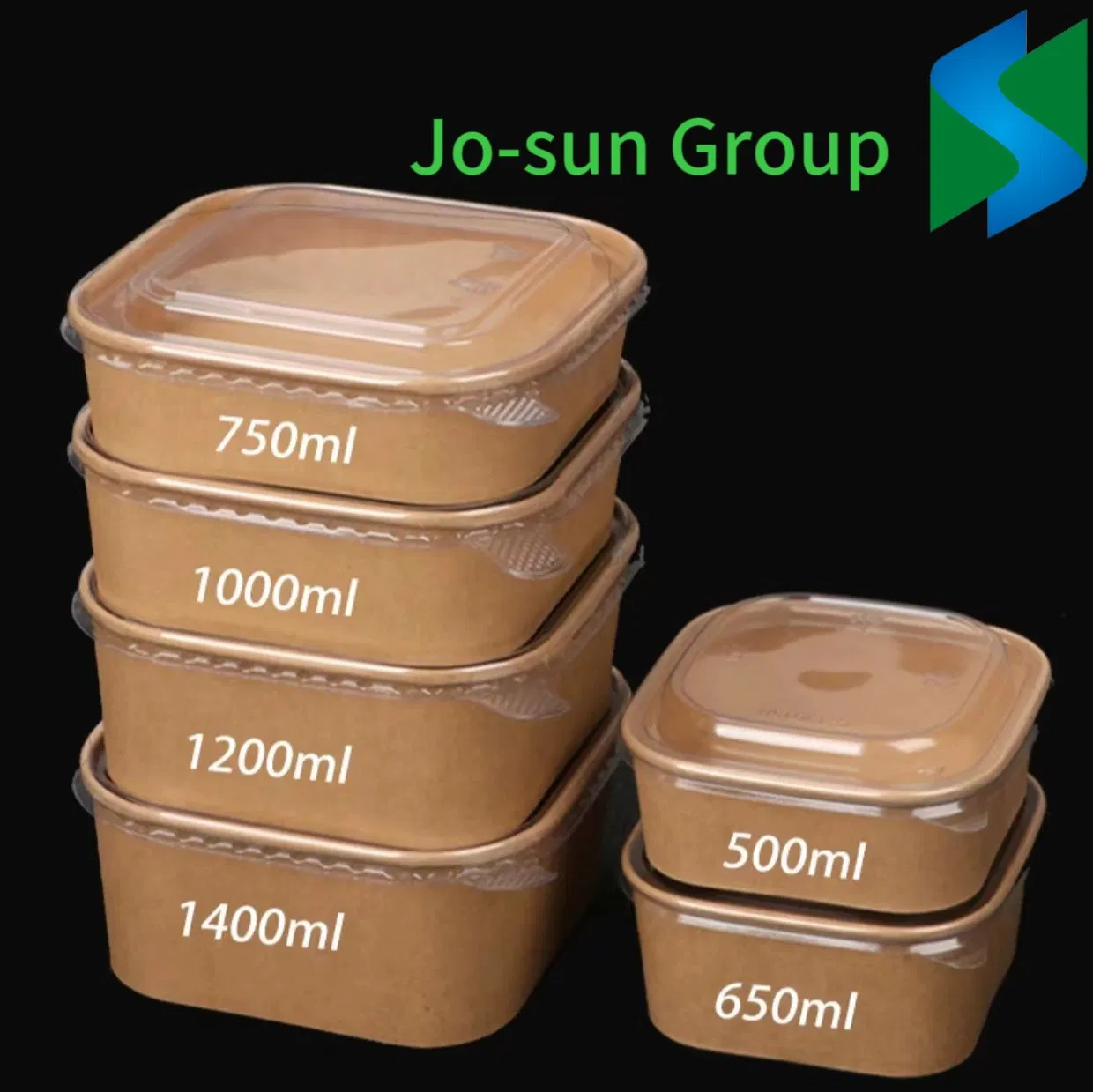 Jo-Sun Disposable Brown Kraft Rectangular Salad Rice Water Coated Paper Bowl