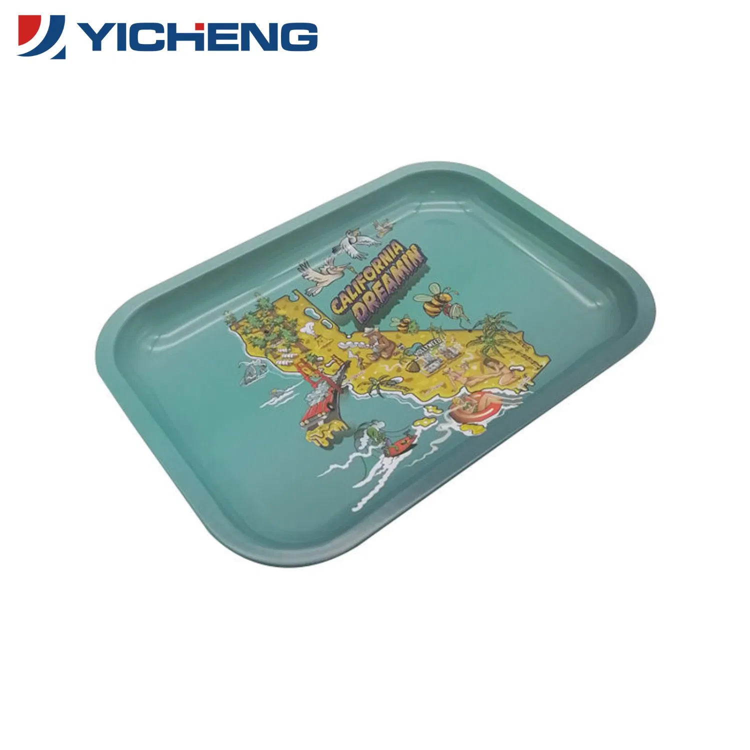 Custom Logo Printed Tin Serving Metal Roll Trays Wholesale Rolling Tinplate Smoking Tray