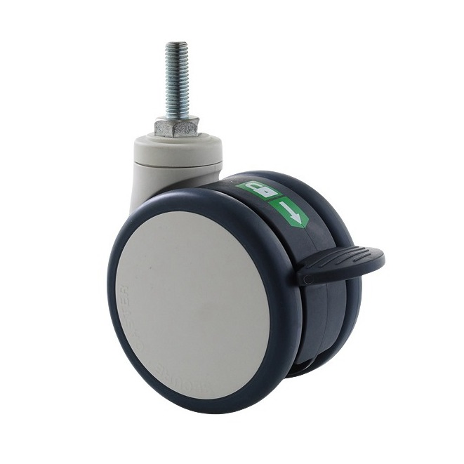 Alluminum Central Locking Caster with Swivel and Total Lock Free Movement, Double Wheel Furniture Caster with High Loading Capacity and Roll Performance