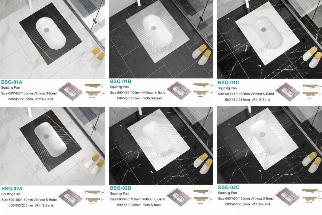 Bathroom Sanitary Ware New Modern Squat Pan Toilet with S-Band Deodorant Rock Slab Squatting Pan