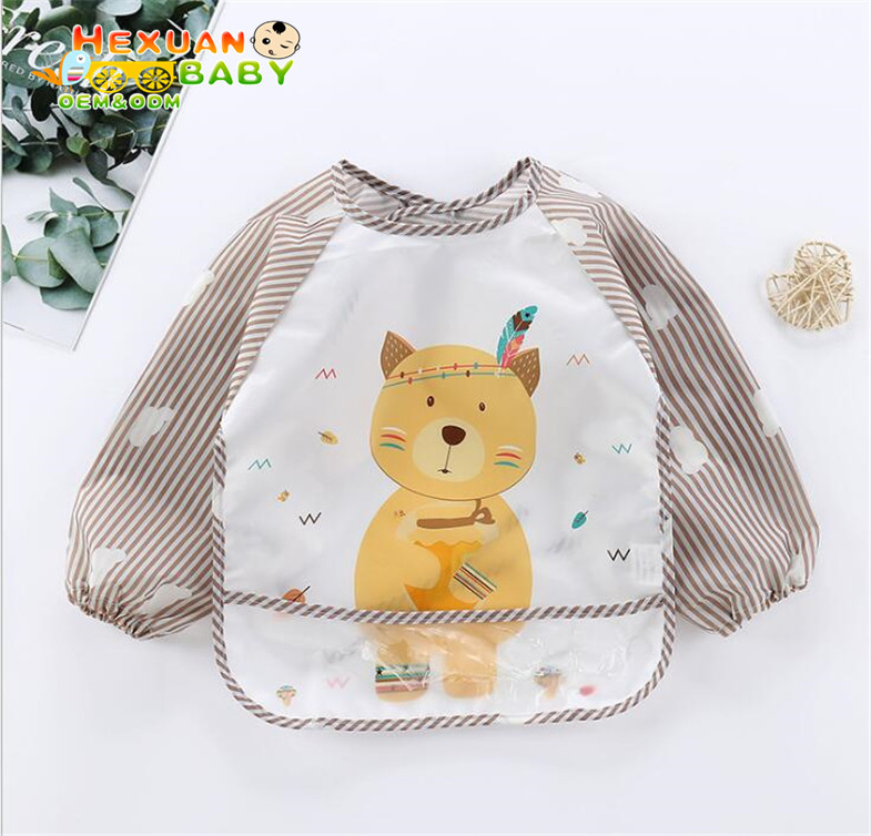 Long Sleeve Waterproof Feeding Baby Bibs for Lunch Cartoon Baby Clothing Baby Apron Waterproof 0-5 Years