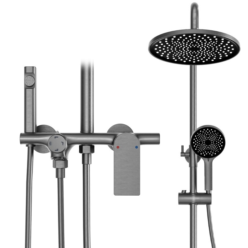 Brass Gunmetal Grey Finished Modern Style Shower Set