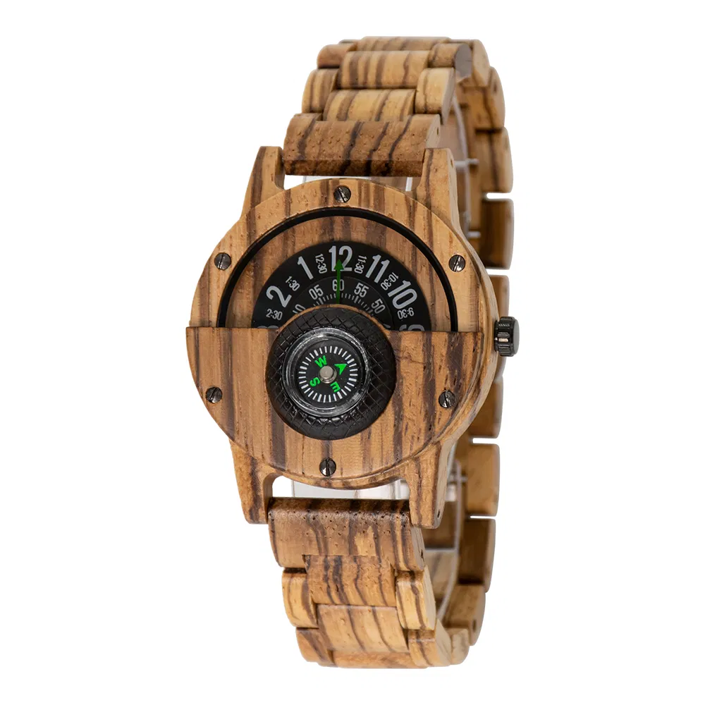 Modern New Design Online Shopping Unique Bamboo Wood Wrist Watch with Compass for Men and Women Wristwatches