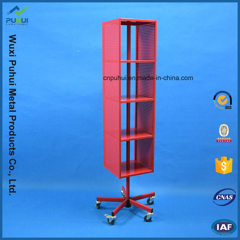 3 Sides Retail Shop Exhibition Steel Rack Metal Wire Floor Spinning Display (PHY201)