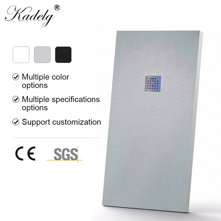 Modern Design Slip Resistant Textured Shower Tray Plate Grey Rectangular Resin Shower Base Pan