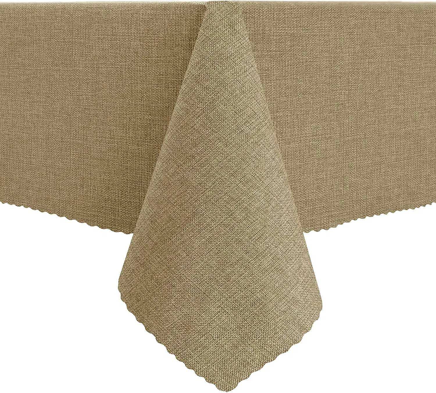 Custom Reusable Natural Jute Tablecloth with Lace Hessian Burlap Table Cover