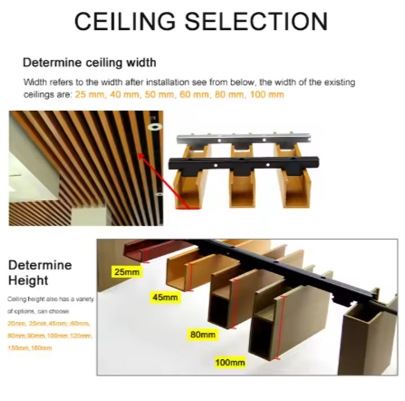 Waterproof Suspended Ceiling Indoor Wood Plastic Composite Decorative WPC Ceiling