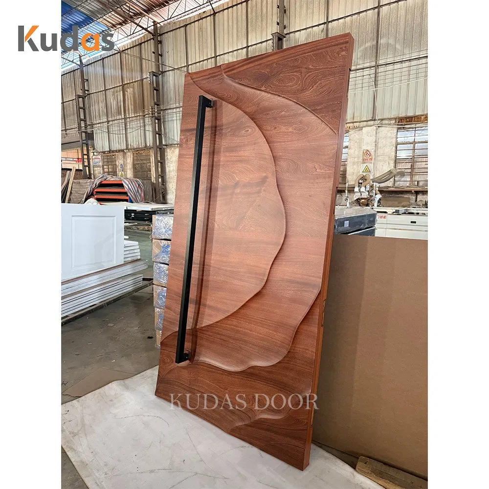 3D Carving Solid Wood Sound Insulation Outdoor Anti-Theft Wooden Front Entrance Door