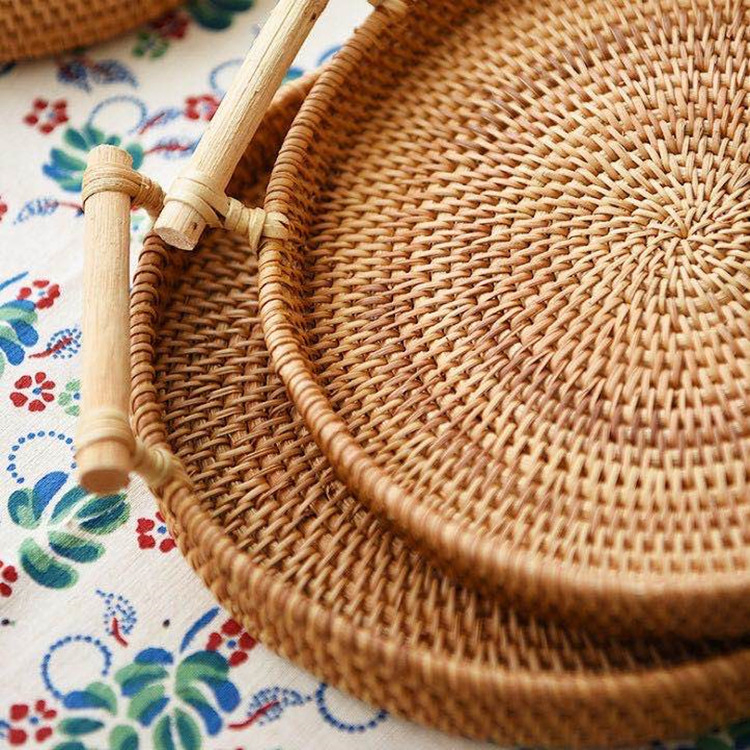 Custom Hotel Logo & Packaging Rattan Fruit Bowl Round Small Large