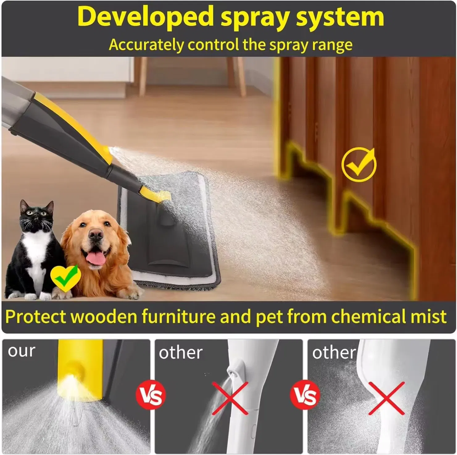 New Design Microfiber Flat Mop with EVA Lock Wholesale Easy-to-Clean Spray Mop – 360° Rotating Head, Wet & Dry Use for Efficient Floor Cleaning