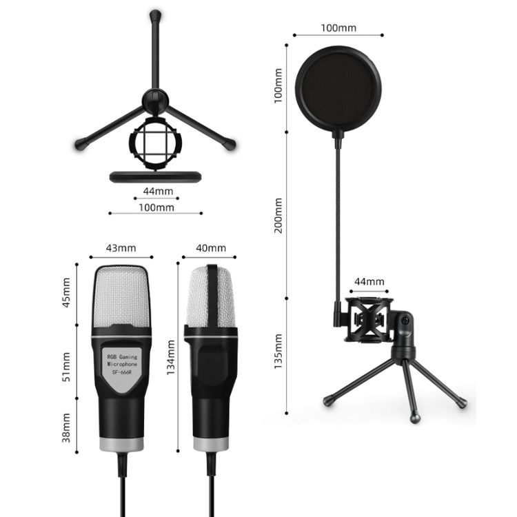 Gaming Microphone USB Condenser RGB Omnidirection Wired Filter Desktop Microphone for PC Recording Studio Live