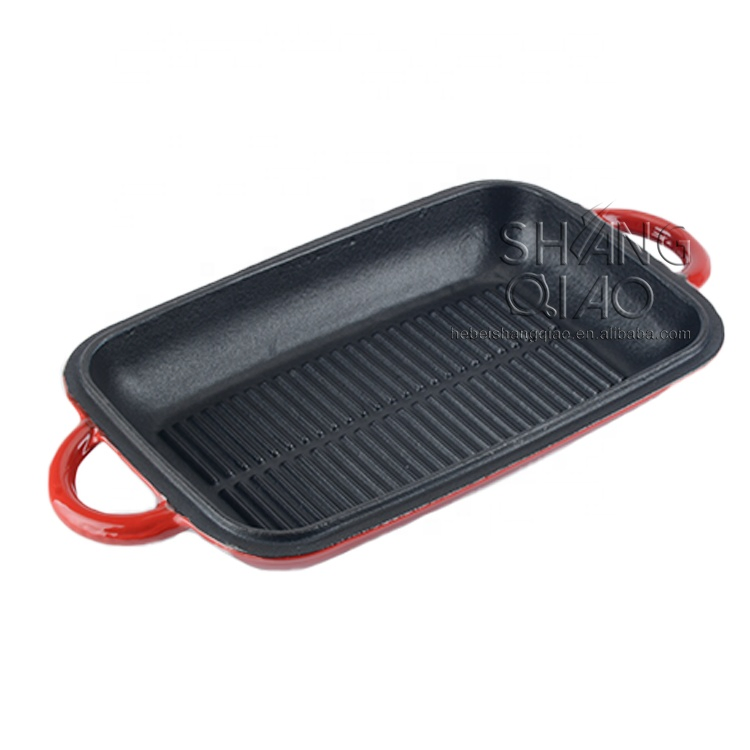 Чугунная эмалированная жаровня-гриль с крышкой