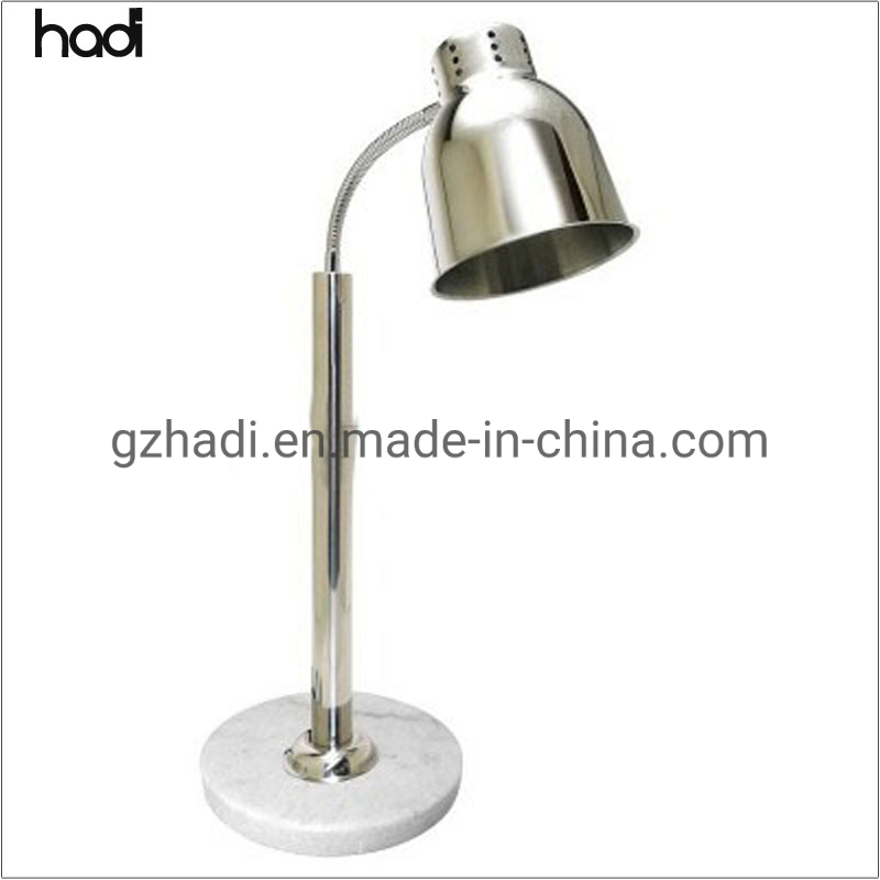 Hadi High Quality Restaurant Table Service Light Stainless Steel Commercial Gold Food Lamp Hotel Heat Buffet Food Warmer Light White Marble Standing Lamps
